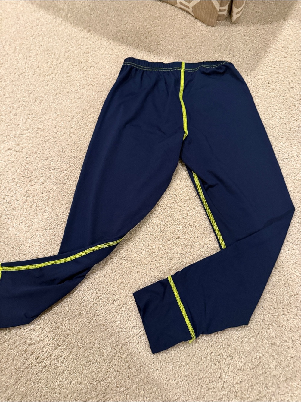 Lands End Kids Base layer Navy Blue Pants with Lime Stitching, size 6 - Picture 4 of 4